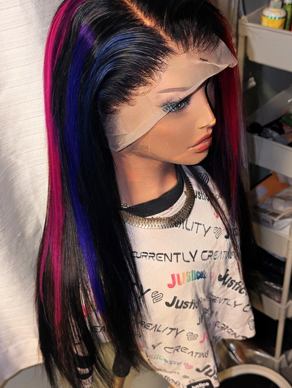 360 Human Hair Lace Frontal Colorful Wig - Picture 4 of 8